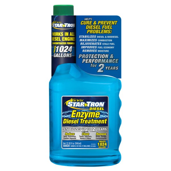Star Tron Super Concentrated Diesel Formula - Enzyme Fuel Treatment for Enhanced Engine Performance 1 Oz Treats 32 Gallons - Stabilize & Rejuvenate Diesel, Biodiesel & All Regular Gasoline - 32 OZ