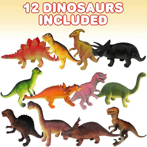 ArtCreativity Dinosaur Figures for Kids, Set of 12, Colorful Assorted Designs, Dinosaur Figurines Party Favors, Piñata Fillers, Cake and Cupcake Toppers, Stocking Stuffers, for Boys & Girls