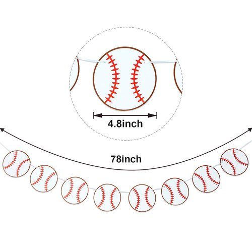 Boao 4 Pieces Baseball Banner Baseball Paper Garland Baseball Party Decorations Baseball Bunting Decor Sports Birthday Baby Shower Party Supplies