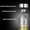 PARACITY Glass Tea Infuser Bottle Double Wall Borosilicate Portable Travel Mug Tea Tumbler Water Bottle Diffuser Bottles Tea Cup for Loose Tea Flower Herbal Tea Bags 12OZ/350ml