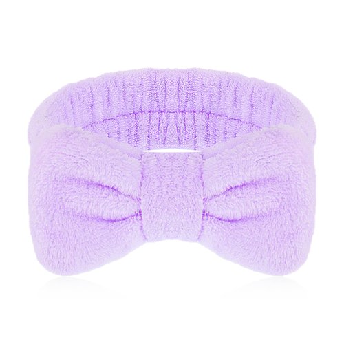 Molain Spa Headband, Bowknot Hair Bands Makeup Headbands Women Coral Fleece Elastic Headband Washing Face Hair Wrap for Washing Face Shower Sports Beauty Skincare (Purple)