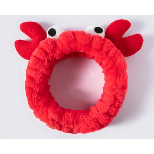 GK-O Creative Face Wash Hair Band Cute Cartoon Crab Headband Cute Funny Hair Hoop (Red)