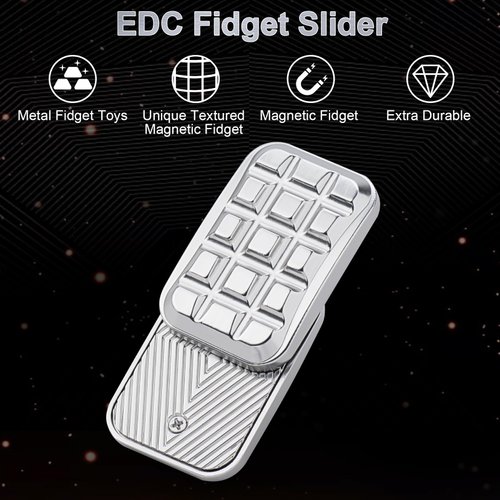 BIUMALL Fidget Slider EDC Adult Metal Fidget Toys ADHD Tool Anxiety Stress Relief Toys Fun Office Desk Toys Gifts for Boyfriend and Father (Black)