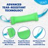 YES4QUALITY Dog Bite Tug Toy (11.8"x3.5"), Durable Green Pull Toy w/ 2 Soft & Strong Blue Handles, Tough Nylon Bite Pillow for Small to Medium Dogs, Ideal for Tug of War, Fetch, K9, Puppy Training