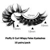LuckForever 10 Pairs False Eyelashes Russian Strips Eye Lashes Wispy False Lash Fluffy Eyelash Extension Natural Look D Curly Volume Fake Eyelashes Reusable Faux Eye Eyelash for Women Girls