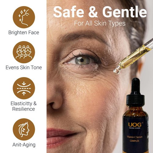 UOG Vitamin C Face Serum Complex – Hydrating & Firming Formula, Improves Skin Tone, Lifts & Firms Face, Neck, Jawline; Reduces Fine Lines, Wrinkles, Age Spots, Vitamin C Serum. 1 Fl Oz - Pack of 1