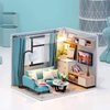 Ogrmar 1:24 Scale Dollhouse Miniature with Furniture, DIY Dollhouse Kit Plus Dust Proof & LED Light, Creative Room Toys for Children Gift (Corner of Living Room)