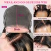 Recomtic Highlight Glueless Wigs Human Hair Pre Plucked Pre Cut Wear and Go 5x5 HD Lace Closure Wigs Honey Blonde Body Wave Lace Front Wigs Human Hair for Women 180% Density 24Inch