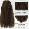 Anrosa Afro Kinky Curly Clip ins for Black Women Piano Natural Black mixed with Chocolate Brown Full Head with 17 Clips 12 Inch Thicken Double Weft Brazilian Hair Curly Extensions Clip in 120g