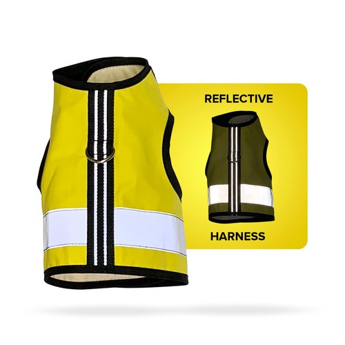Kitty Holster - Reflective Cat Harness, High-Visibility Harness for Cats for Daytime and Nighttime, Secure Cat Vest for Walking and Travelling, Breathable and Washable Cotton, M to L, Sunshine Yellow