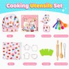 Toyze Birthday Gifts for 3-8 Year Old Girls Cute Stuff Apron for Girls Kids Cooking Sets Toddler Toys Kids Chef Hat and Apron Easter Christmas Stocking Stuffers White-with Cookbook