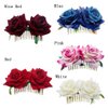 Xiaokeis Wedding Rose Flower Hair Comb, Faux Velvet Red Rose Bridal Hair Clip, Floral Hair Accessory for Women and Girls