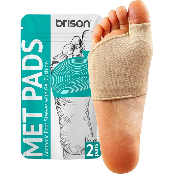 BRISON Metatarsal Pads for Women and Men Ball of Foot Cushion - Gel Sleeves Cushions Pad - Fabric Soft Socks for Supports Feet Pain Relief - M (Men 7.5-9.5, Women 9-11)