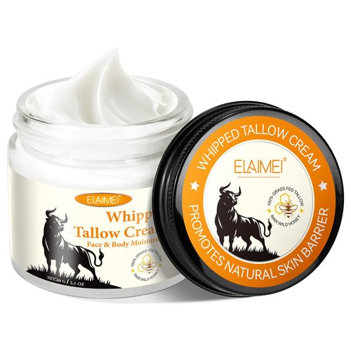 SHEEYOON Beef Tallow and Honey Balm for skin, Organic Glass Fed Tallow Deeply Nourishing for Face & Body, Whipped Tallow Cream, Skin Moisturizer Cream for Dry Skin