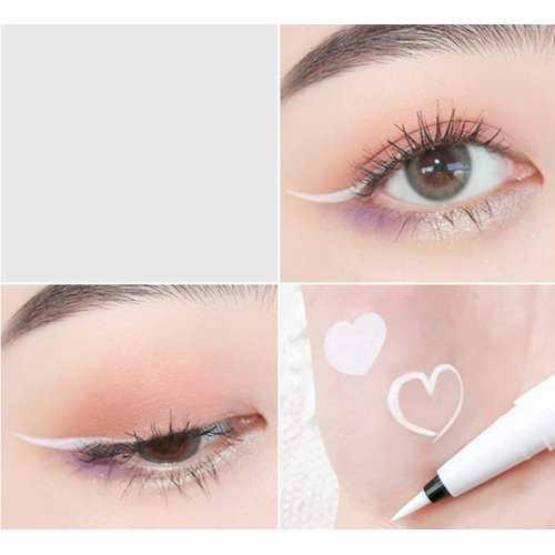 ICATHUNY Liquid Eyeliner Durable Long-lasting Colored Eyeliner,Highly Pigmented, No Smudging,Waterproof High-pigmented Colorful Eyeliners for Eye Makeup for Women and Girl (White)