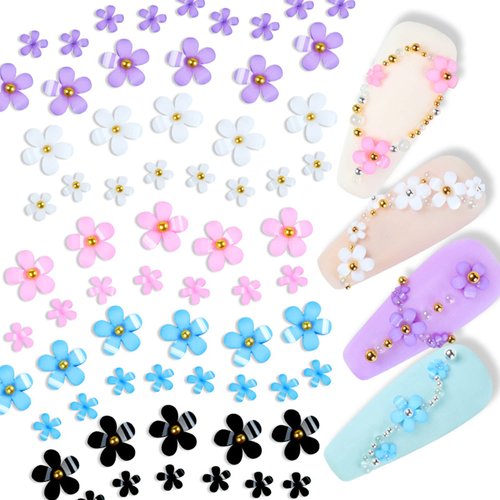 BELICEY 300Pcs 3D Wood Pulp Flower Nail Art Charm Butterfly Nails Art Flower Nail Charms Clear Bow Butterfly Nailfor Nail Art Decoration & DIY Crafting Design