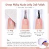 SHOYUM Milky White Jelly Nude Gel Nail Polish Set, 6 Transparent Colors Sheer Pink Gel Nail Kit for Salon and Nail Art DIY at Home