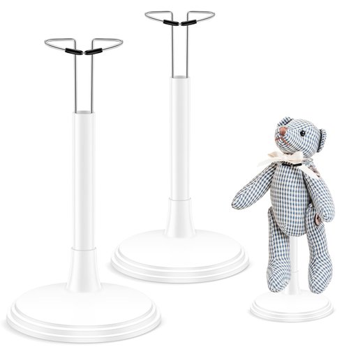 Gadpiparty 2Pcs Doll Support Stand Holder Portable Figures Doll Bear Toy Adjustable Organizer Display Rack Bracket Doll Holder Frame Rack Dolls Accessories (14-20cm, White)
