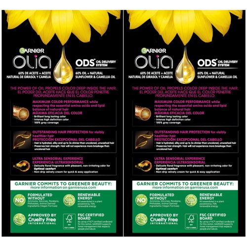 Garnier Hair Color Olia Ammonia-Free Brilliant Color Oil-Rich Permanent Hair Dye, 7.20 Dark Rose Quartz, 2 Count (Packaging May Vary)