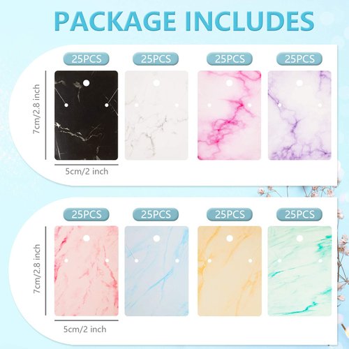 800 Pieces Earring Cards Marble Design Jewelry Display Card Holder Set, 200 Pieces 8 Colors Earring Cards 200 Pieces Self-Seal Bags and 400 Earring Backs for DIY Jewelry, Classic Style