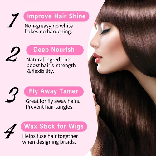 PasaRose Hair Wax Stick,Slick Back Hair Brush for Hair 4Pcs,Non-Greasy for Styling Puffs and Wigs,Combing Brush for Loose Hair,Rat Tail Comb for Separation,Edge Brush for Finishing