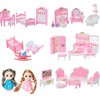 40 Pcs Dollhouse Furniture Accessories Set Miniature Mini Furniture Small Doll House Dolls People Playhouse Family Toys Gift 1:12 Kitchen Bedroom LivingRoom Bathroom Boy Girl Toddler Kid 3Y+