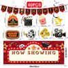 Lnkdeya Movie Night Party Decorations - 60 Pcs Kit Now Showing Banner Hanging Foil Swirls Film Backdrop Movie Theater Themed for Birthday Party Family Party Boys Girls