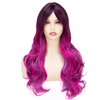 Long Curly Purple Ombre Wig for Women Rainbow Wigs Colorful Wigs Middle Part Wig for Halloween Costume Wig
