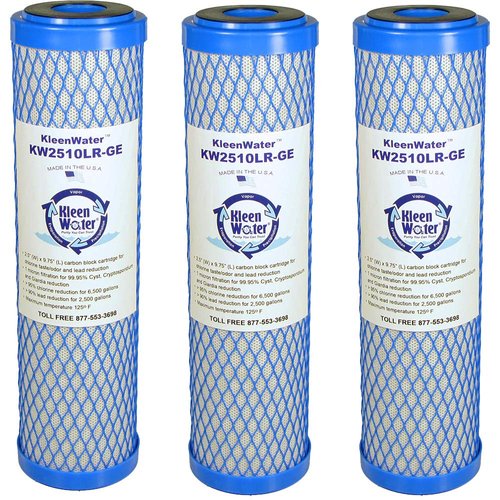 KleenWater Carbon Block Water Filter Replacement Cartridges, Compatible with OmniFilter CB1 and CB3, Made in the USA, Pack of 3