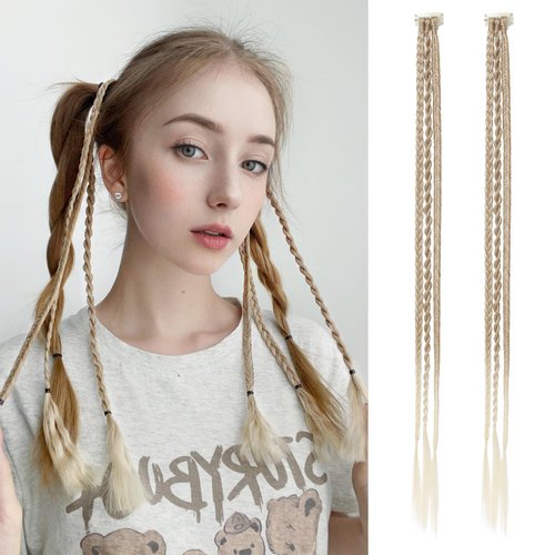 REECHO Clip in Braids, 6 PCS Braid Hair Extensions Clip in Baby Braids, 3 Braids on One Clip 6 Br...