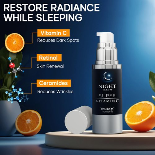 VANIDOX Super Vitamin C Serum for face & neck, for Mature & Dehydrated Skin, Reduces Dark Spots & Wrinkles, Hydrates, Firms, Lifts & Smooths, Vitamin C Face Serum with Hyaluronic Acid (1 fl oz)