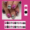 Halloween Press on Nails Short Square Fake Nails Mummy Grimace Designs Halloween Nails Press ons Short Glue on Nails Spider Web Bat Glitter False Nails Black Purple Stick on Nails for Women 24pcs