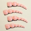 Short Press on Finger Toe Nails Medium Black French Tip Fake Toenails Glossy Glue on Nails Nude Nails Press on Acrylic Nails Reusable Stick on Artificial Nails for Women DIY Manicure 48PCS