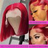HD Transparent Pre Plucked Blunt Cut Red Bob Wigs Human Hair Lace Front Wigs With Baby Hair Natural Hairline Wear and Go Glueless Wigs Human Hair Pre Cut HD Lace Frontal Red Bob Wigs For Black Women