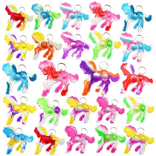 100 Packs Bulk Horse Push Rainbow Bubble Mini Pop Fidget for Boy Girls Kids, Birthday Party Favors Supplies Classroom Summer Student Prize Gifts