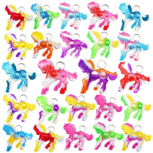 100 Packs Bulk Horse Push Rainbow Bubble Mini Pop Fidget for Boy Girls Kids, Birthday Party Favors Supplies Classroom Summer Student Prize Gifts