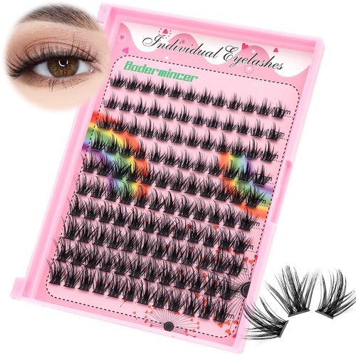 Bodermincer Lashes Clusters 10+12mm/12+14mm/14+16mm/16+18mm/10-12-14-16mm/14-16-18mm Mixed and 8-20mm to Choose Lashes Extension Kit lash Clusters Lashes Wispy Eyelash Extension （10-12-14-16mm Mixed)