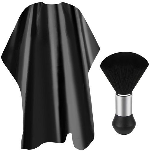 EVRWO Barber Cape Salon Cape Neck Duster Brush, Professional Hair Cutting Cape for Men Women Hair Cutting Accessories (Black)