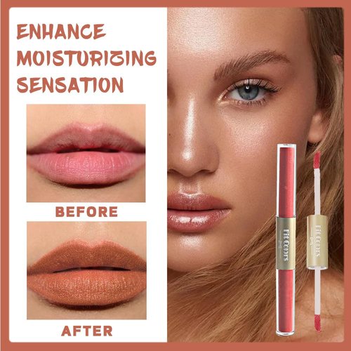 GHFCZOO Double-end 2-in-1 Matte & Shimmery Lip Gloss Set, 3 PCS/Set (Set A, 3pcs)