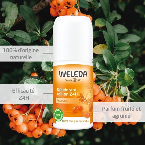 Weleda Sea Buckthorn 24H Roll-On Deodorant, 1.7 Fluid Ounce, For Women and Men, Plant Rich Odor Protection with Sea Buckthorn Oil, No Aluminum Salts
