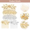 Amaxiu 5 Pcs Metal Leaf Hair Side Combs, Gold Silver Rhinestone Hair Comb French Twist Flower Hair Comb Clips with Teeth Fancy Side Combs Wedding Bridal Jewelry Hair Clips for Women Girls