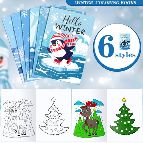Jetec 36 Pcs Winter Coloring Books for Kids Bulk Religious Christmas Mini Coloring Books Winter Small Coloring Book for Holiday Party Favor Kid Sunday School Classroom Gifts(Snowman)
