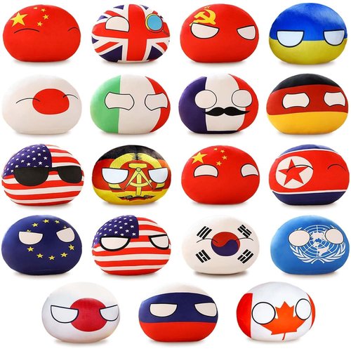HOMKT 19PCS Countryballs Plushies Country Ball Plushies Polandball National Plush Pillow Mini Pendant Stuffed Toys Cute Keychain Anime Plushies for Kids