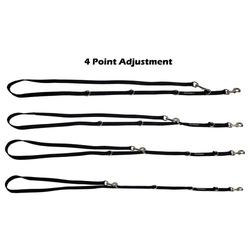 ActiveDogs Hands-Free Adjustable Service Dog Leash, 6.5' x.75 Premium Quality Crossbody K9 Training Lead - Black Nylon