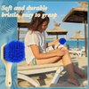 Remerry 2 Pcs Beach Sand Remover Brush with Drawstring Bag, Beach Accessories Scrub Brushes for Cleaning Beach Soft Bristle Brush for Summer Vacation Water Sports Volleyball Party (Blue and Green)