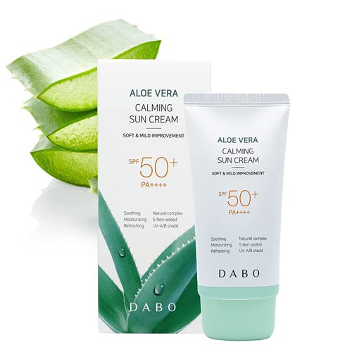 Dabo Aloe Vera Calming Sun Cream UV-AB Shield SPF50+ PA++++ 70ml 2.36 fl. oz. (Pack of 2) Soft & Mild Natural Complex