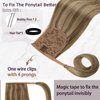 RUNATURE 18 Inch Blonde Ponytail Extensions Human Hair Long Ponytail Hair Extensions Straight Honey Blonde Highlighted Remy Hair Ponytail Extension Full Ends Pony Tails Hair Extensions 80 Gram