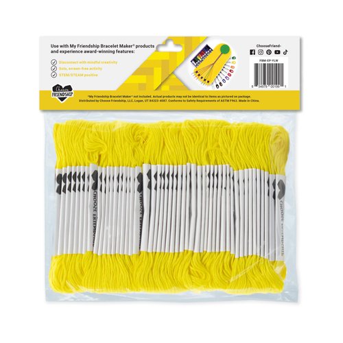 Choose Friendship, My Friendship Bracelet Maker Yellow Expansion Pack, 100 Pre-Cut Threads