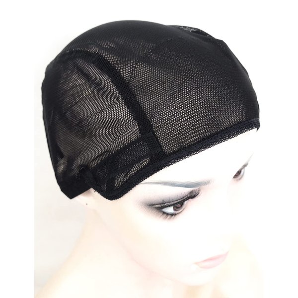 BLUPLE Mesh Wig Caps for Making Wigs 2 pcs Black Color Stretch Weaving Caps with Back Adjustable Straps For Women (Medium, Black Stretch Cap)