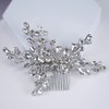 Teyglen Women Dainty Simple Full Rhinestones Bride Wedding Hair Comb Silver Teardrop Rhinestones Bridal Side Hair Combs Luxurious Hair Accessories for Women Bride Girls